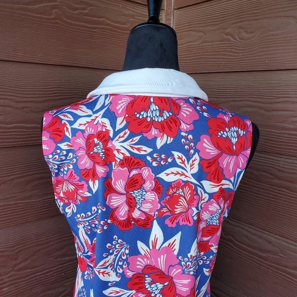 Sigrid Olsen Golf & Tennis Blue Pink White Floral Dress Women's Size Large NWOT - Picture 11 of 13